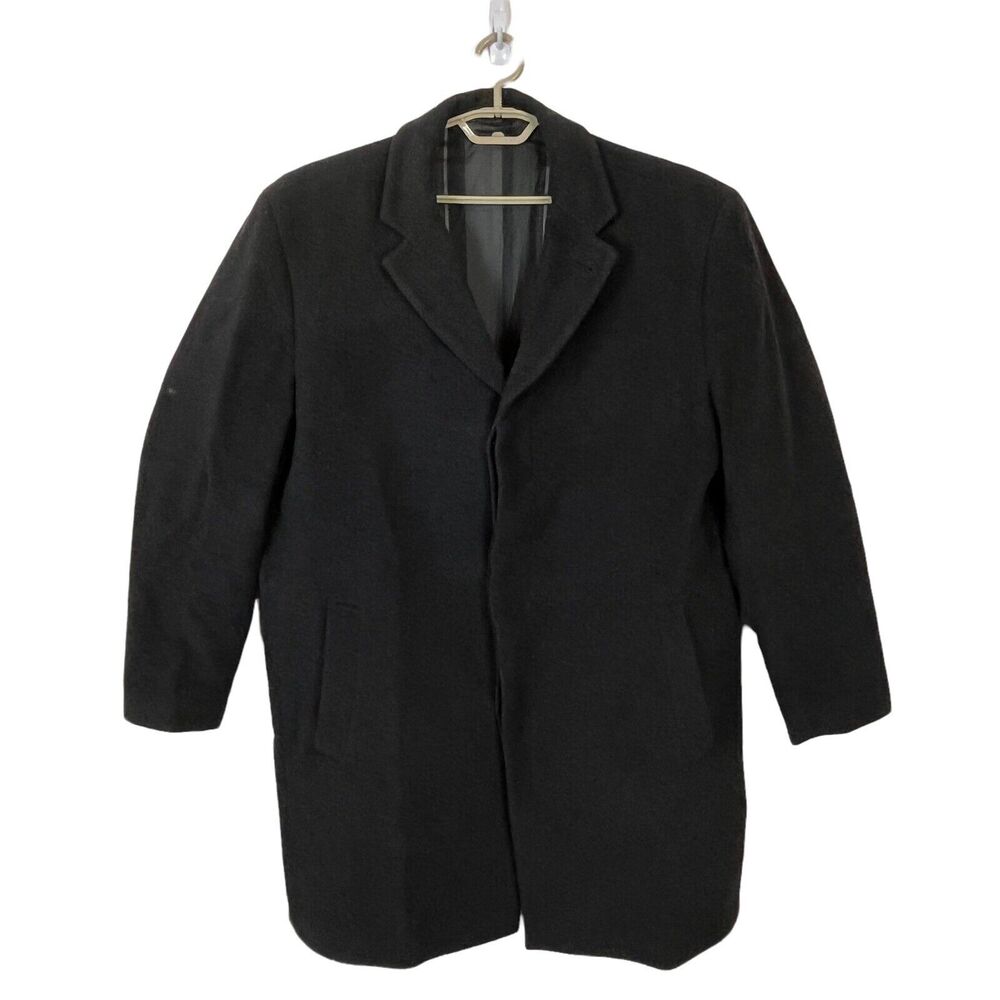 Daniel Hechter Overcoat Men's Size 44 Gray Charcoal Lined Vented Wool Blend Coat